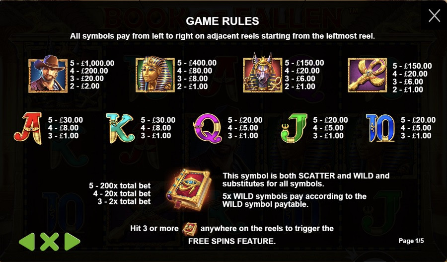 Book Of Fallen Featured Symbols - bwin