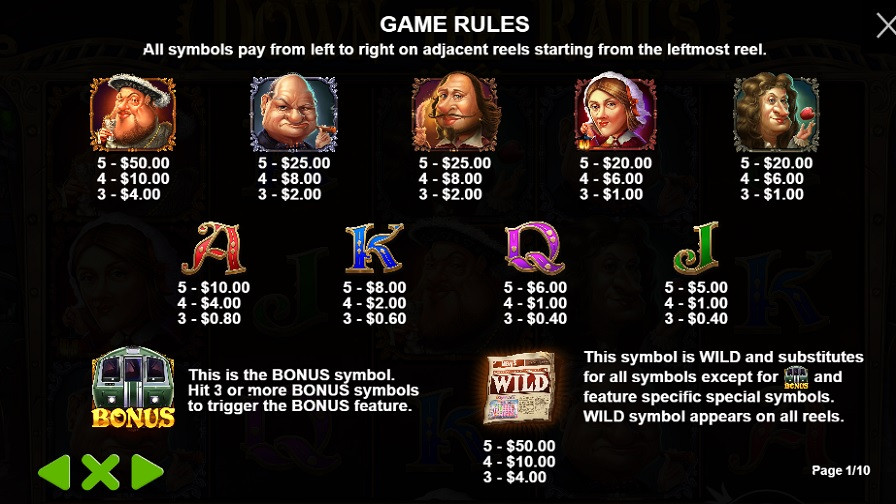 Down The Rails Feature Symbols En - bwin