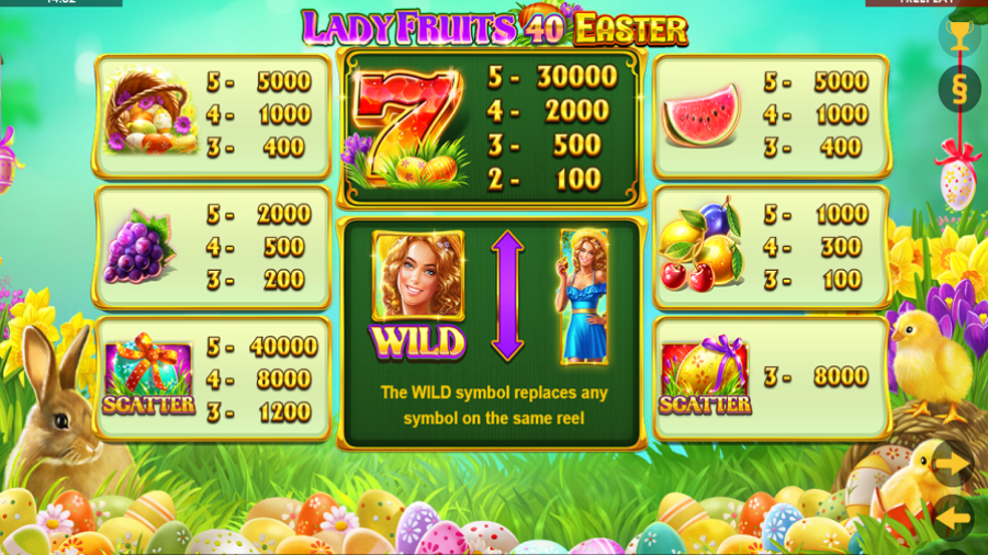 Lady Fruits 40 Easter Feature Symbols - bwin