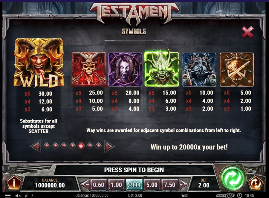 Testament Feature Symbols - bwin