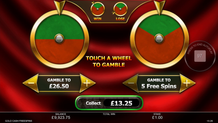 Gold Cash Freespins Gamble Wheel - bwin