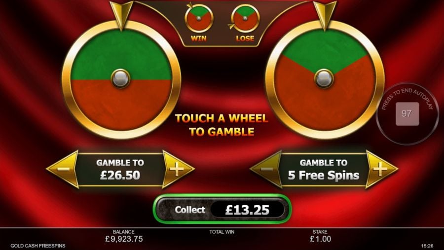 Gold Cash Freespins Gamble Wheel - bwin