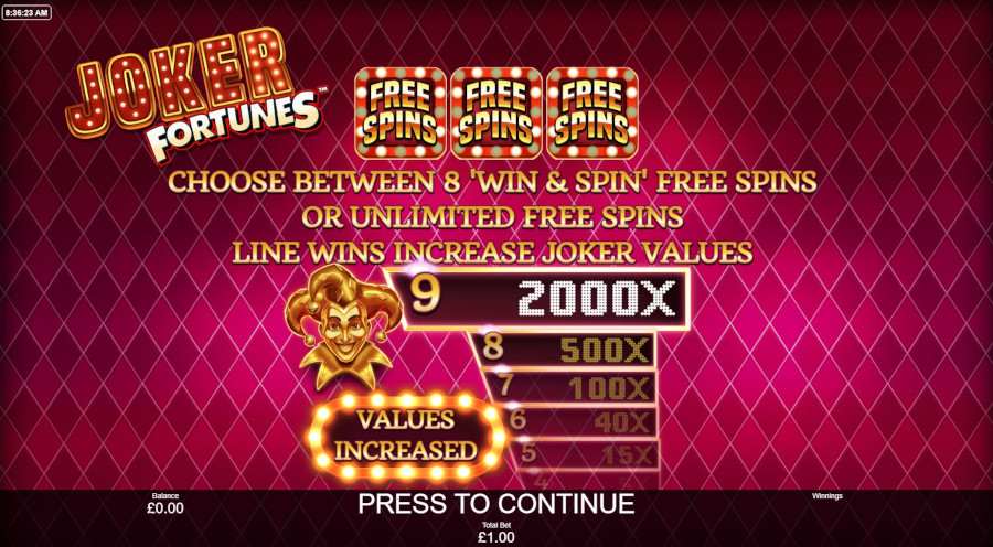 Joker Fortunes Free Spins - bwin