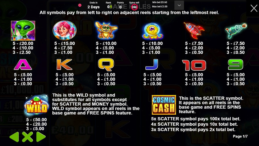 Cosmic Cash Feature Symbols Eng - bwin