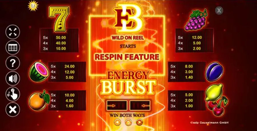 Energy Burst Symbols - bwin