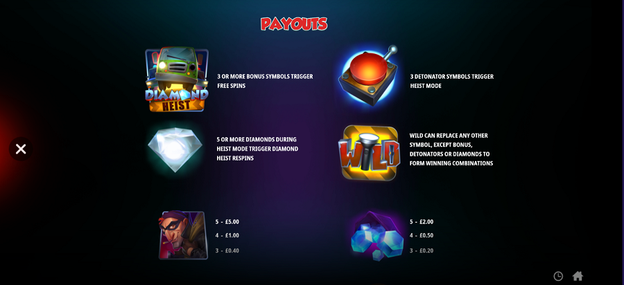 Diamond Heist Hold And Win Feature Symbols - bwin