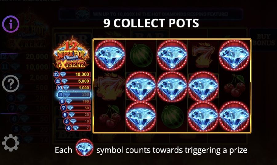 12 Super Hot Diamonds Extreme Symbols - bwin